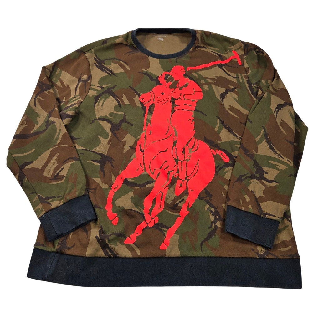 Polo Sport Ralph Lauren Camo Sweatshirt Mens XXL Brown Big Pony Camouflage